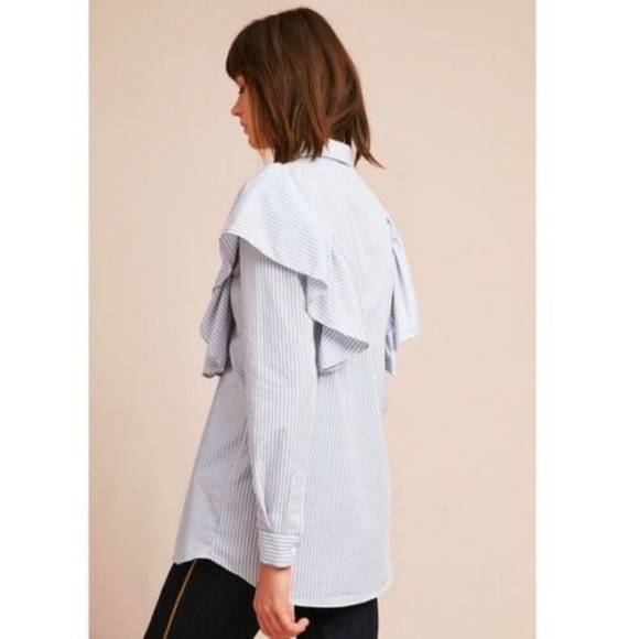 Anthropologie Millburn Ruffled Buttondown top NWT - Picture 3 of 7